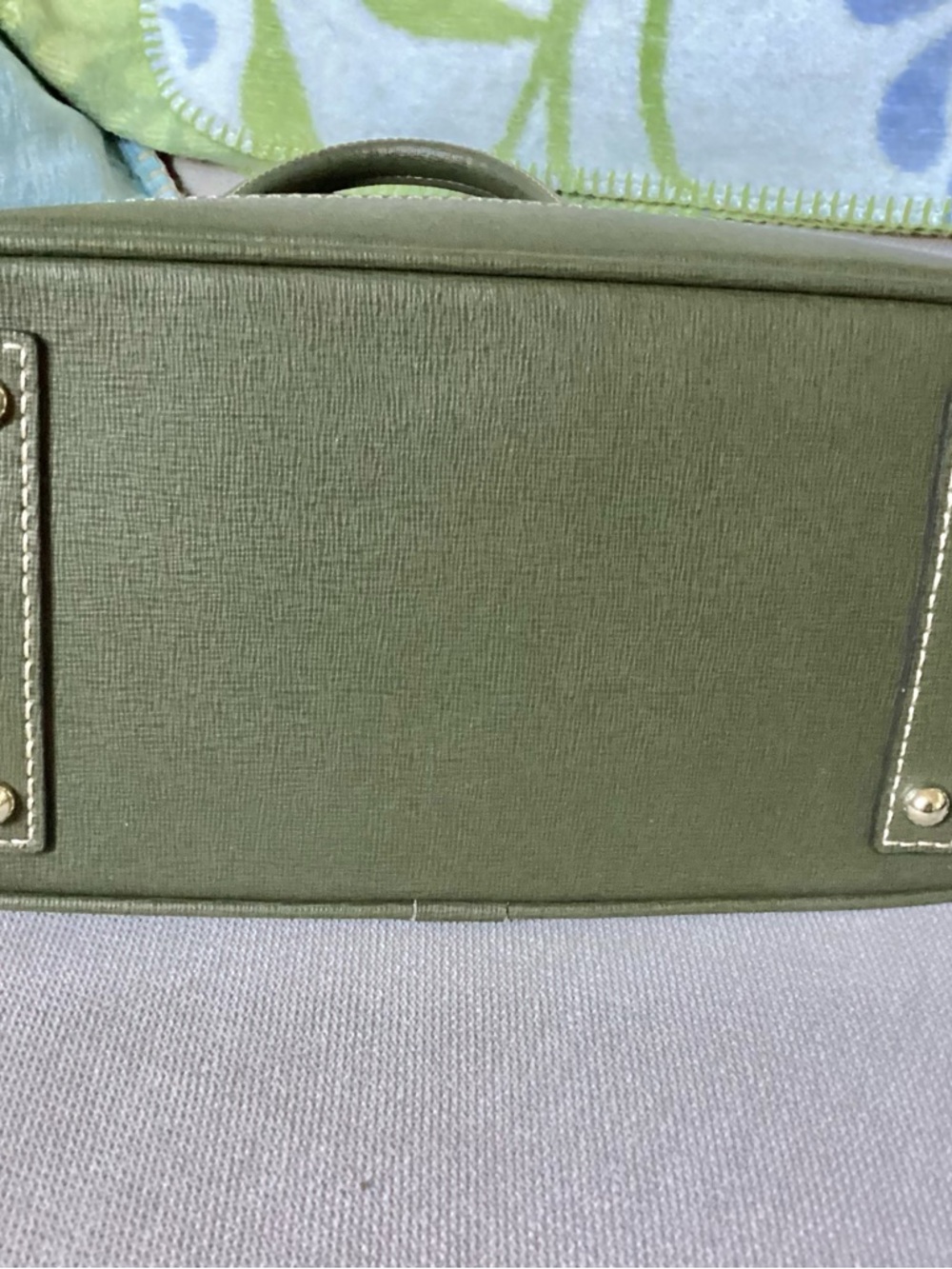 Dooney & Bourke Olive Saffiano Leather Satchel with Gold Hardware - Picture 5 of 13